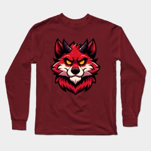 Red Demonic Furry Anthro Wolf Long Sleeve T-Shirt